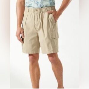 Tommy Bahama Relax Men's Cargo Shorts Khaki Elastic Waist Cotton Summer Size XL